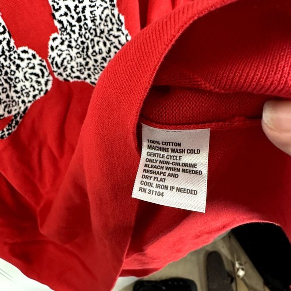 Crown &‎ Ivy Red Wild Cat Sweater Long Sleeve Size Large 100% Cotton - Picture 4 of 4